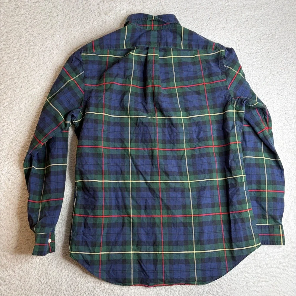 Polo Ralph Lauren Mens Large Classic Fit Plaid Button Down Shirt Navy Green Red
